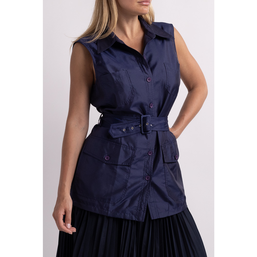 Vintage Blue Vest with Belt